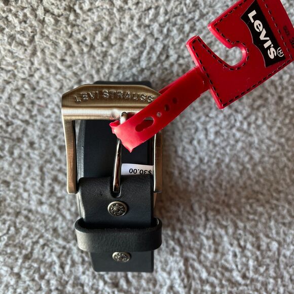 Levi's Leather Belt Mens 38 Black Casual Dress - Picture 4 of 7